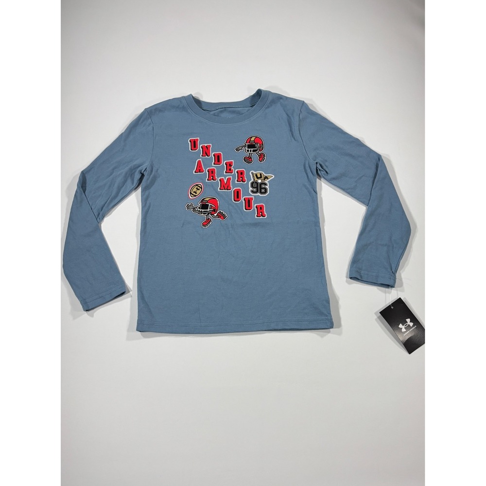 Under Armour Boys Long Sleeve Graphic T-Shirt 2 Pack Space Football Blue Navy - Picture 7 of 10